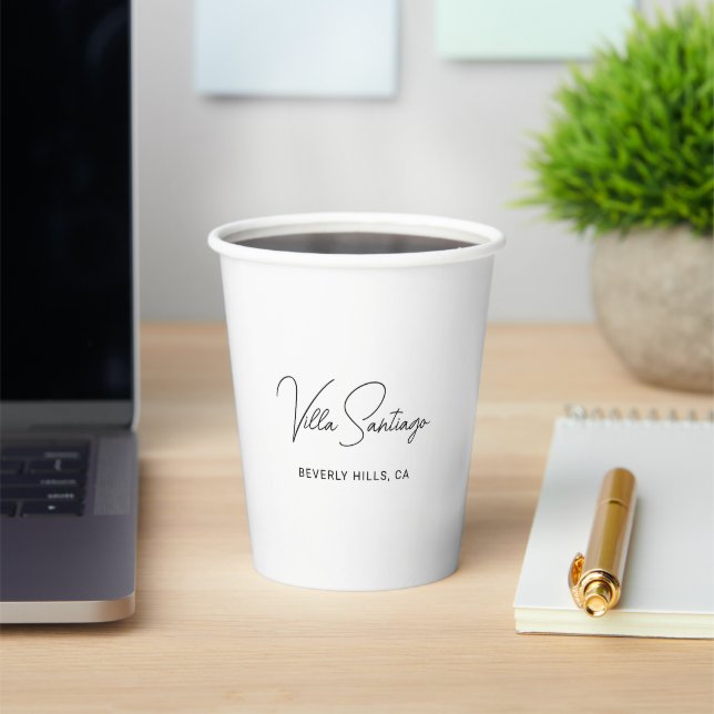Personalized Modern Name of Home Residence Paper Cups (Insitu)