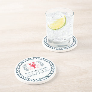 Personalized Modern Nautical Wedding Coaster