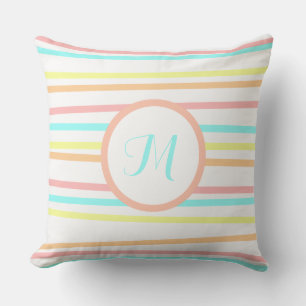 Personalized Modern Neon Striped Throw Pillow