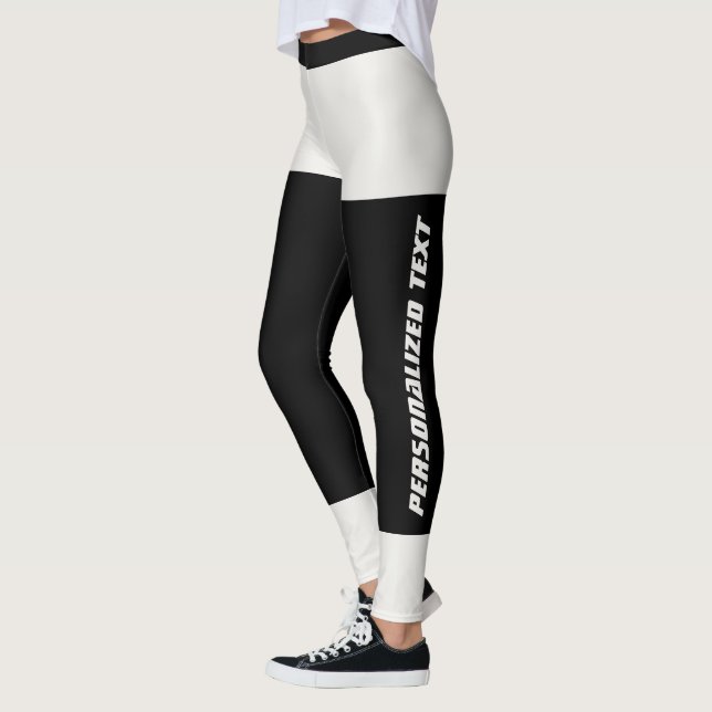 Personalized Modern Neutral Cute Black Custom Made Leggings (Left)