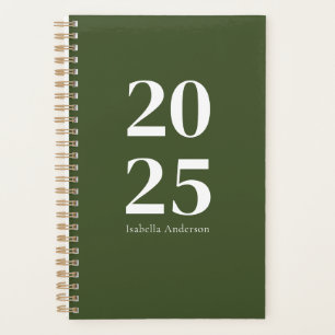 Personalized Modern Olive Green Monthly/Weekly Planner
