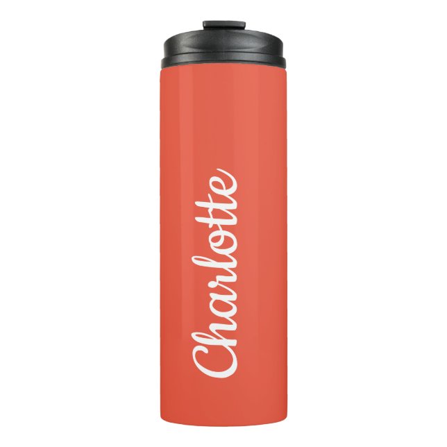 Personalized Modern Orange Thermal Tumbler (Front)