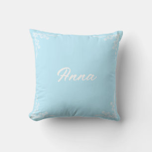 Personalized Modern Pastel Blue Typography Name Throw Pillow
