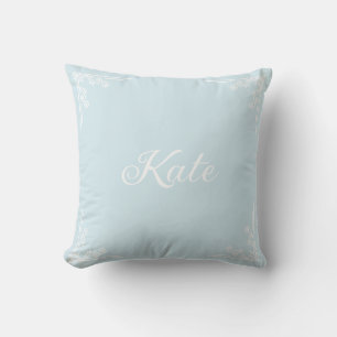 Personalized Modern Pastel Blue Typography Name Throw Pillow