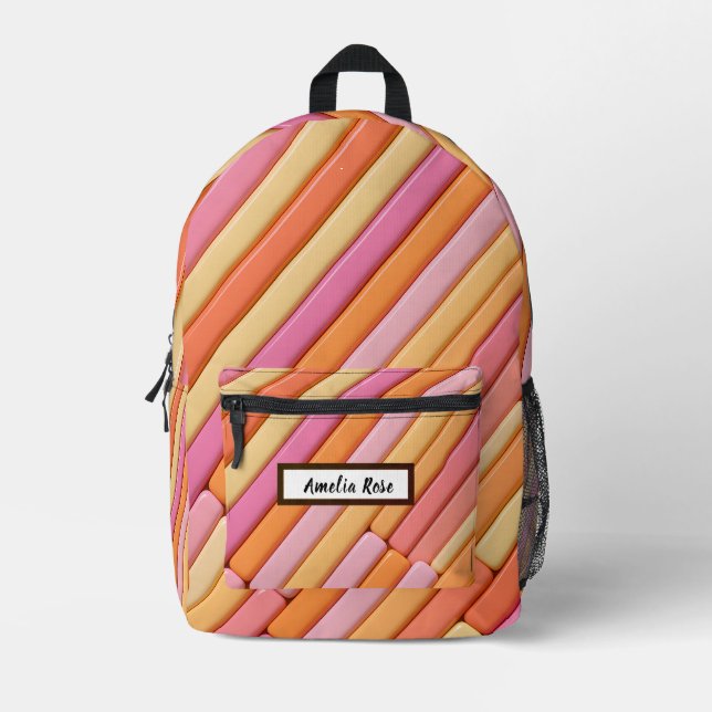 Personalized Modern Pastel Geometric Abstract  Printed Backpack (Front)