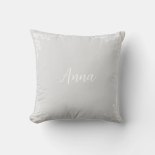 Personalized Modern Pastel Gray Typography Name  Throw Pillow