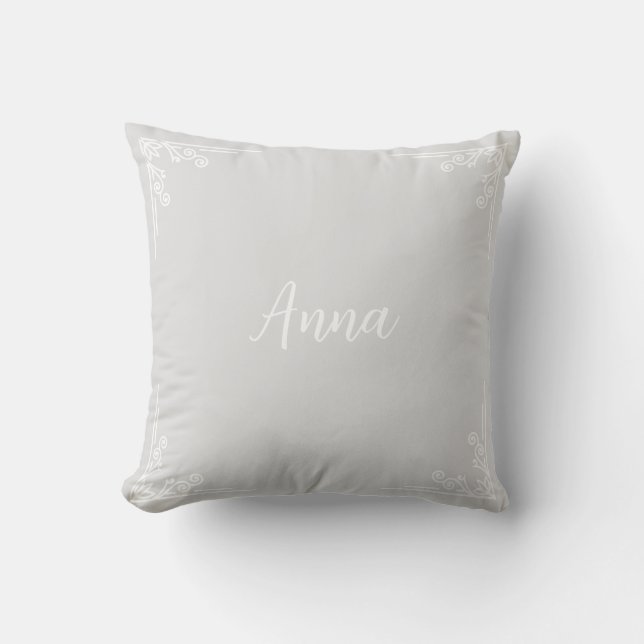 Personalized Modern Pastel Gray Typography Name  Throw Pillow (Front)