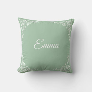 Personalized Modern Pastel Green Typography Name  Throw Pillow