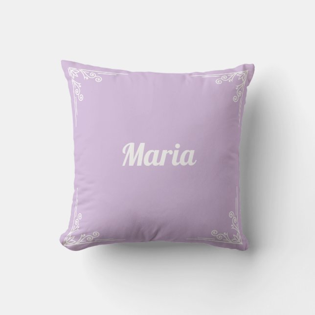 Personalized Modern Pastel Purple Typography Name Throw Pillow (Front)