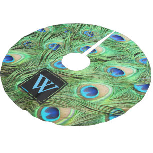 Personalized - Modern Peacock Feathers Brushed Polyester Tree Skirt