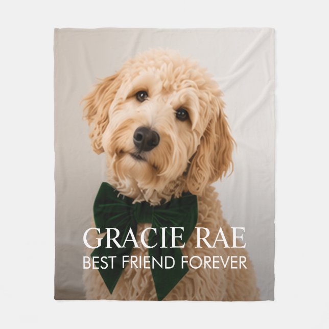 Personalized Modern Pet Dog Photo Fleece Blanket (Front)