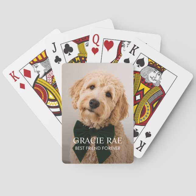 Personalized Modern Pet Dog Photo Playing Cards (Back)