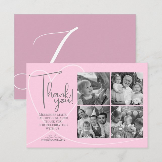 Personalized modern photo Collage Thank You Card (Front/Back)