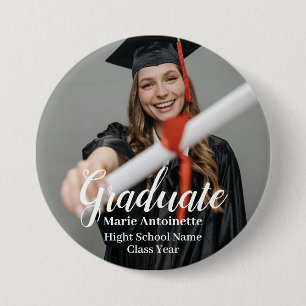 Personalized Modern Photo Graduation  3 Inch Round Button