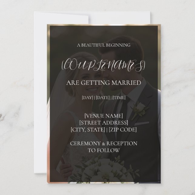 Personalized Modern Photo Overlay Wedding  Invitation (Front)