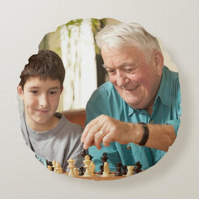 Personalized Modern Photo Round Pillow (Front)