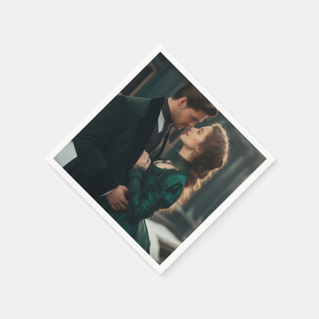 Personalized Modern Photo Standard Cocktail Paper Napkin (Corner)