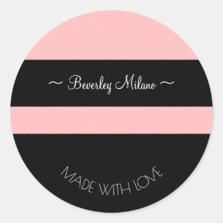 Personalized Modern Pink and Black Stickers