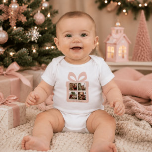 Personalized Modern Pink Christmas Baby Bodysuit