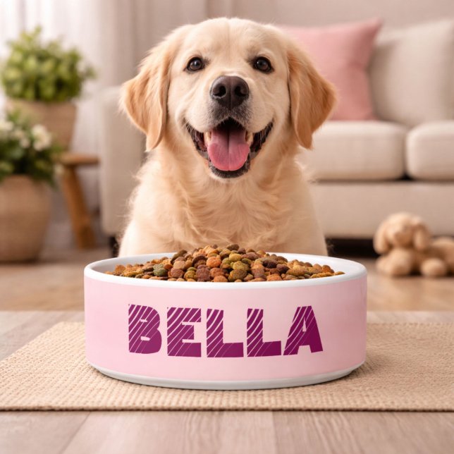 Personalized Modern Pink Dog`s Name  Bowl (Creator Uploaded)