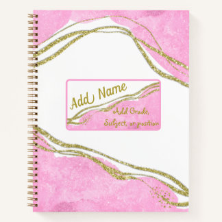 Personalized modern Pink & Gold Notebook
