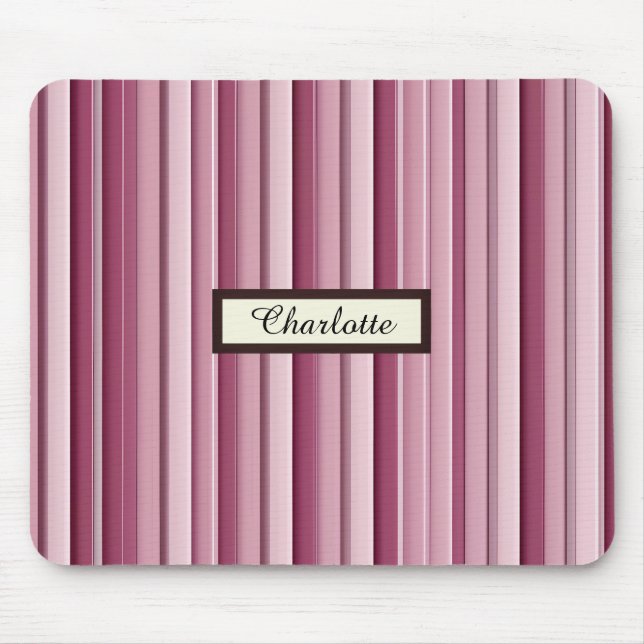 Personalized Modern Pink Mauve Vertical Stripes  Mouse Pad (Front)