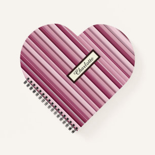 Personalized Modern Pink Mauve Vertical Stripes Notebook