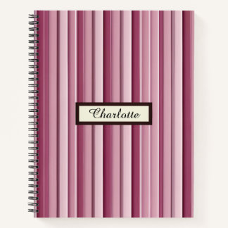 Personalized Modern Pink Mauve Vertical Stripes  Notebook