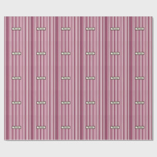 Personalized Modern Pink Mauve Vertical Stripes  Wrapping Paper