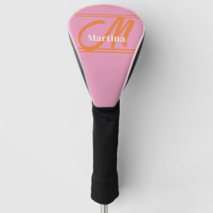 Personalized Modern Pink Monogram Golf Head Cover
