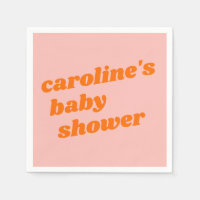 Personalized Modern Pink Orange Retro Baby Shower