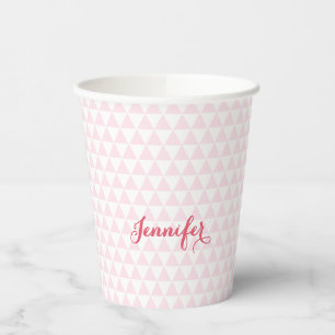 Personalized Modern Pink Pattern Elegant Monogram Paper Cups