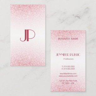 Personalized Modern Pink Rose Gold Glitter Business Card