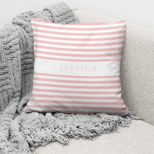 Personalized Modern Pink Stripes Pattern  Throw Pillow