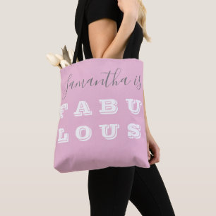 Personalized Modern Pink Typography Tote Bag
