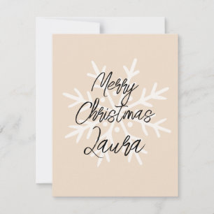 Personalized Modern pink white pastel snowflakes  Card