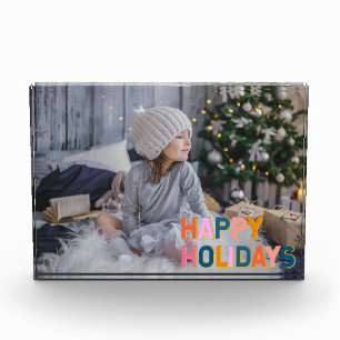 Personalized Modern Playful Holiday Keepsake Photo Block
