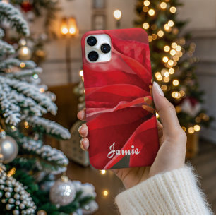 Personalized Modern Poinsettia Phone Case