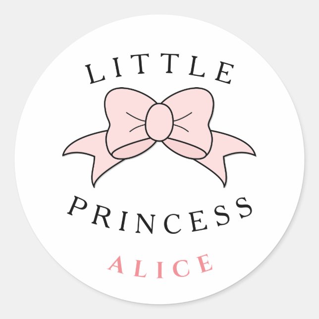 Personalized Modern Princess Baby Girl Classic Round Sticker (Front)