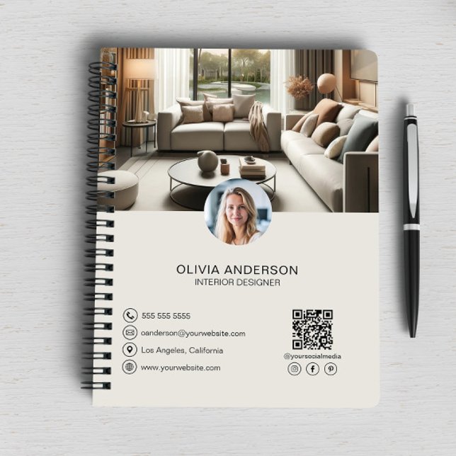 Personalized Modern Professional Business Notebook (Create your own professional business notebook with custom photos, QR code and social media icons )