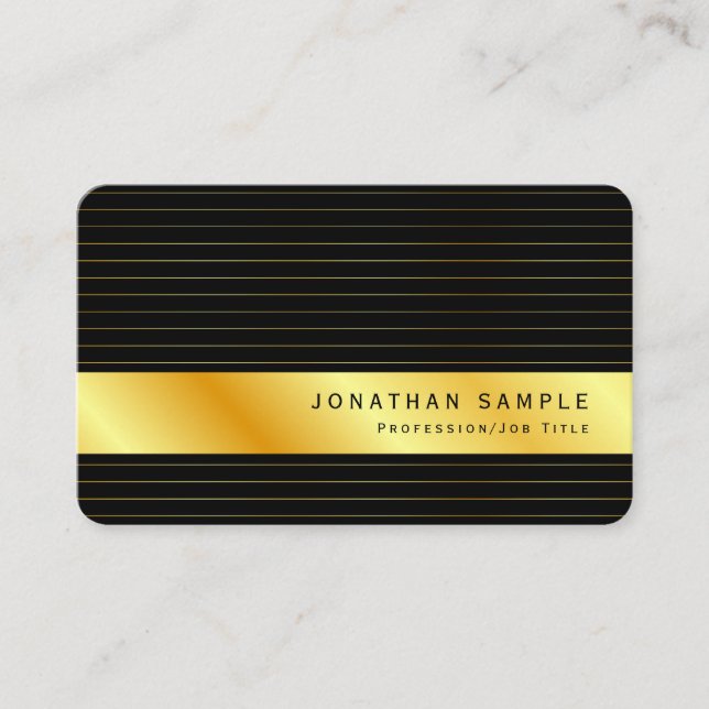 Personalized Modern Professional Elegant Gold Look Business Card (Front)
