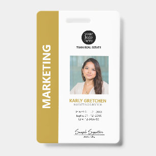 Personalized Modern Professional Employee ID Gold Badge