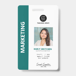 Personalized Modern Professional Employee ID Green Badge