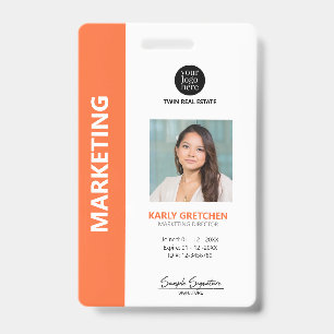 Personalized Modern Professional Employee Orange Badge