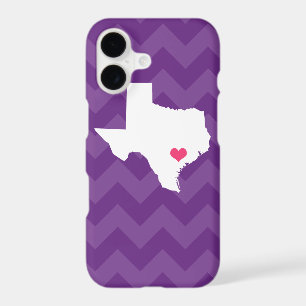 Personalized Modern Purple Chevron Texas Heart