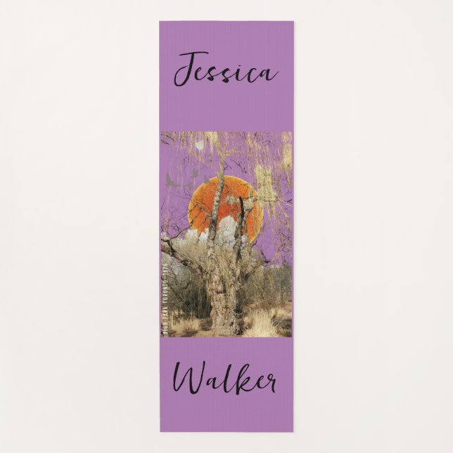 Personalized Modern Purple Orange Yoga Mat (Front)
