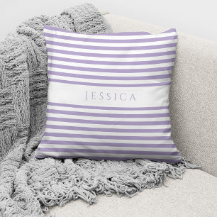 Personalized Modern Purple Striped Pattern Throw Pillow
