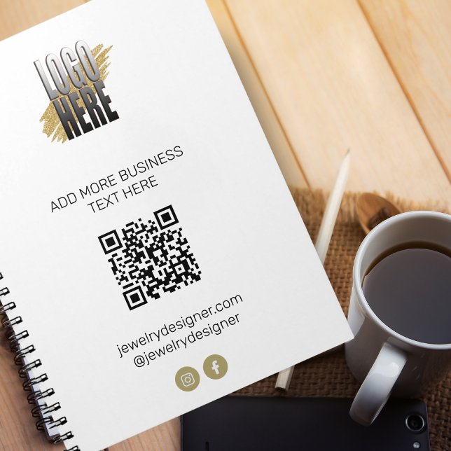 Personalized Modern QR Code and Logo Business  Notebook (Creator Uploaded)