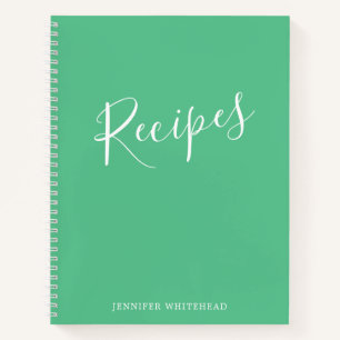 Personalized Modern Recipe Journal Green