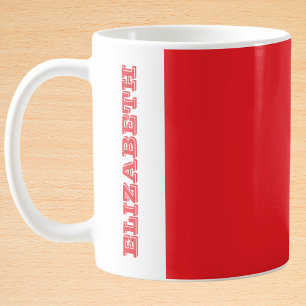 Personalized Modern Red Block Name Coffee Mug